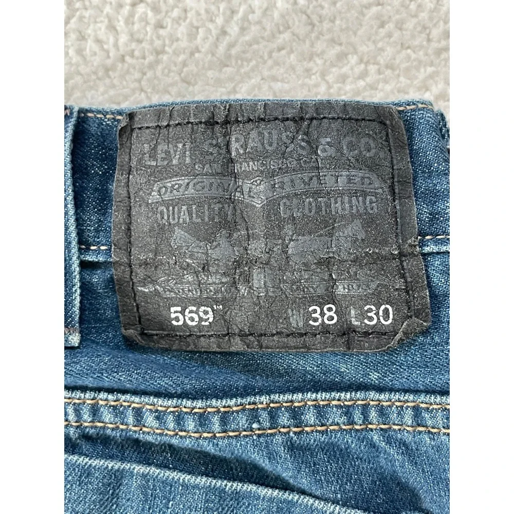8 Pocket 90s Y2k Levi's Mens 38 x 30 569 Loose Straight Jeans Blue Medium Wash